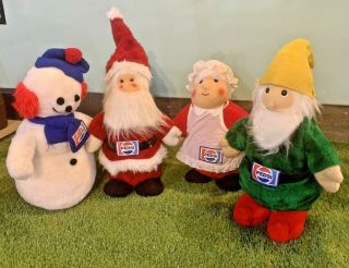 Vintage Pepsi Christmas Animal Fair Stuffed Figures Santa Snowman Plush Set Of 4