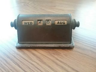 Old Vintage Collectible Brass Turn Knob Desktop Bank Calendar