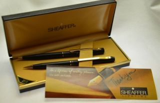 Sheaffer Lifetime Matte Black Ball Point Pen Pencil Set York Telephone 1988