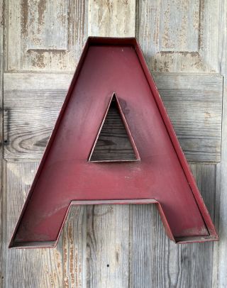 Vintage Large Metal Fabricated Sign Letter A Dimentional Shop Business Art
