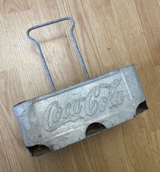 Vintage Coca Cola Coke Stamped Aluminum Metal Drink Carrier 6 - Pack Bottle Caddy 3