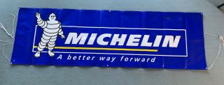 Vintage Nos Vinyl Michelin Man Tires Gas Station Advertising Banner Sign