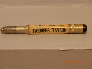 Vtg.  " Hamms On Tap " Square Adv.  Bullet Pencil - Farmers Tavern - Guthrie Center,  Ia