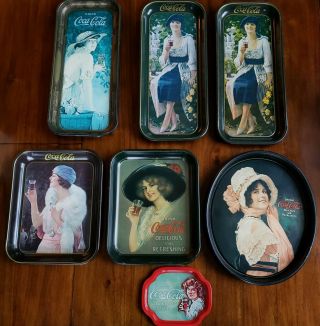 Vintage Coca - Cola Tin Trays 1921 Advertisements Re - Printed In 1972,  1973 Coke