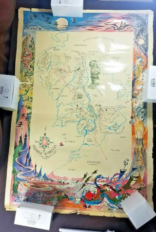 1960s Middle Earth Map Lord Of The Rings Ballantine Remington Brem Promo Poster