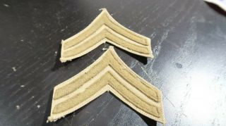 Wwii Us Army Corporal Stripes Chevron Matching Patches Khaki