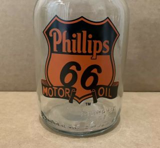 Vintage Phillips 66 Glass Motor Oil Bottle Masters Spout Gas Station Can Sign 2