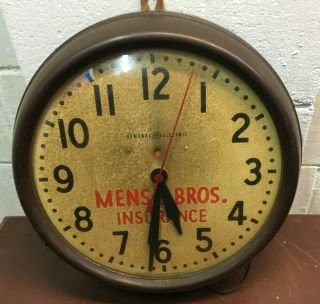 Vintage Advertising Clock Mense Brothers Insurance Hamilton Ohio Ge