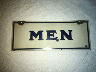 Vintage Porcelain Mens Double Sided Rest Room Sign.