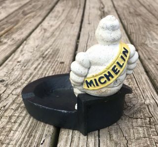 Michelin Man Bibendum Vintage Cast Iron Ashtray 3
