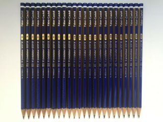 24 Vintage Faber - Castell Pencils: Goldfber 1221,  Made In W.  Germany,  Full Length