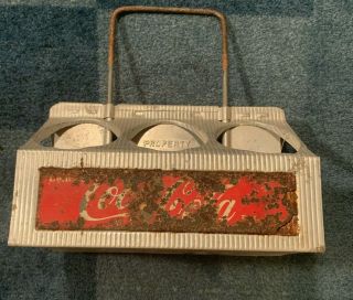 Vintage Coca Cola 6 - Pack Coke Bottle Carrier Aluminum Metal Caddie