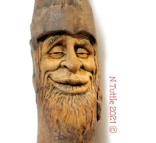 Wood Spirit Carving Oregon Recycled Weird Gnome Dude Ooak Nancy Tuttle