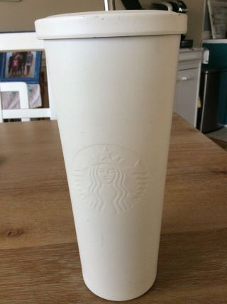 Starbucks White Matte 24oz Tumbler 2015 With Lid And Straw