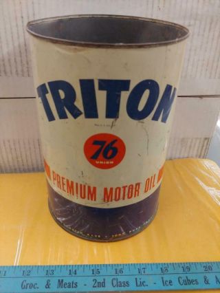 Triton 76 Motor Oil Mt 5 Quart Tin Litho Can -