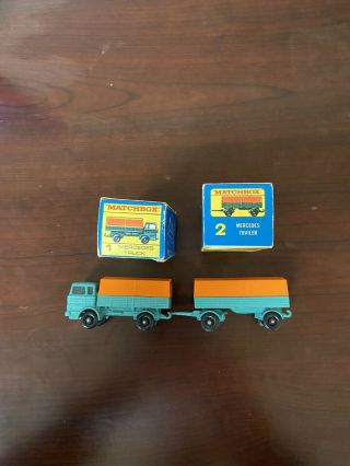 Matchbox Series Lesney 1 & 2 Mercedes Truck And Trailer With Boxes