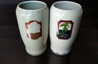 2001 Prancing Pony & Green Dragon Pint Set Fellowship Of The Ring Lotr One Owner