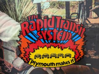 Old Vintage Plymouth Rapid Transit System Porcelain Enamel Gas & Oil Heavy Sign