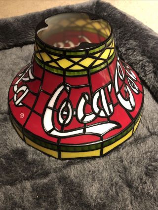 Vintage " Stained Glass " Tiffany Style Plastic Coca Cola Table Desk Lamp Shade