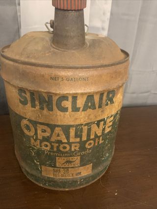 Vintage Sinclair Opaline 5 Gallon Motor Oil Can. 3