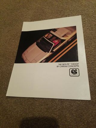 1984 - 1988 Pontiac Fiero T - Top Brochure Rare Cars & Concepts C&c T - Roof
