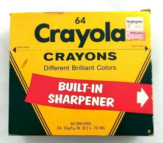 Vintage Crayola No.  64 Box Crayons Built - In Sharpener Binney & Smith