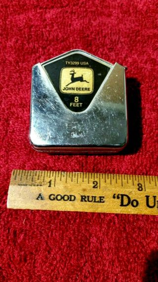 John Deere Tape Measure - Ty3399 Usa Vintage Hand Tool Farm Implement Jd Dealer