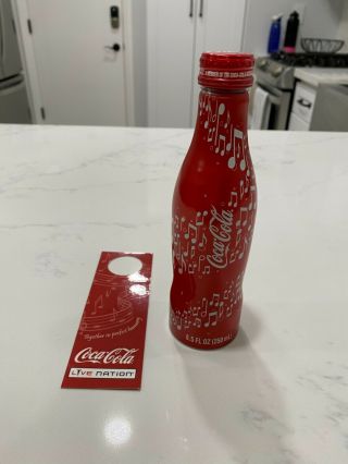Rare Collectible Le Coca Cola Music Notes Aluminum Bottle - Screw Cap