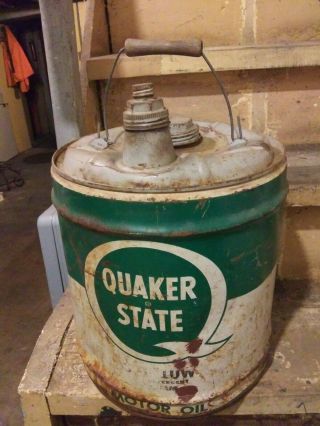 Vintage 5 Gallon Quaker State Motor Oil Can