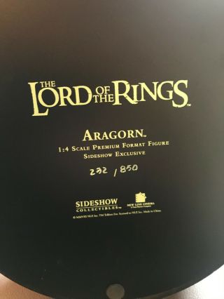 Sideshow LOTR Premium Format Aragorn 1:4 scale Exlusive Limited Edition 232/850 2