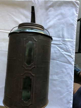 Dandy Kerosene Vintage Oil Can Glass Jug Wood Handle See Through Gas Service
