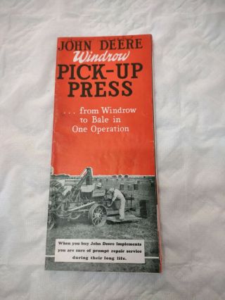 1937 John Deere Windrow Pick - Up Press Sales Brochure 16 Pages
