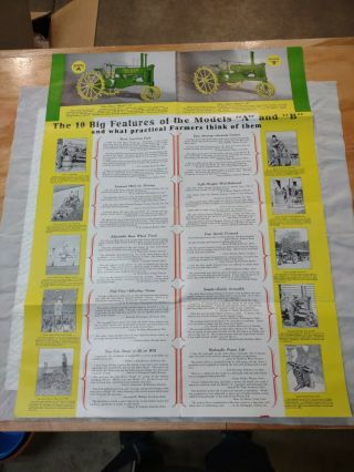 1937 John Deere Model A & Model B Tractor Fold Out Sales Brochure