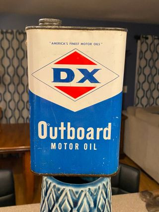 Vintage Dx - Outboard Motor Oil One Quart Metal Can Dx 2 Cycle Oil Can Dx Sunray