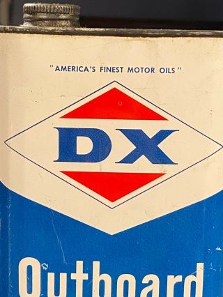 Vintage DX - OUTBOARD MOTOR OIL One Quart Metal Can DX 2 Cycle Oil Can DX SUNRAY 2