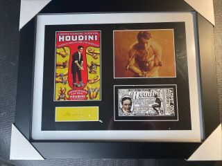 Harry Houdini Repligraph Signature Magic Show Ticket And Poster Vintage 16x13