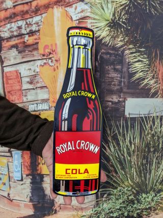 Old Vintage Royal Crown Cola Soda Coke Pop Porcelain Enamel Heavy Metal Sign