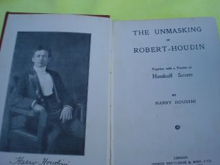 VINTAGE HOUDINI BOOK,  THE UNMASKING OF ROBERT HOUDIN & HANDCUFF SECRETS 3