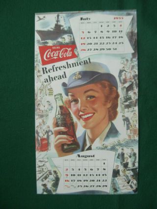 Coca Cola Vintage Calendar Page 1953 Military Woman Drinking Coke