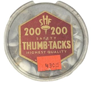 Vintage Shf S H F Thumb Tacks White 200 Advertising
