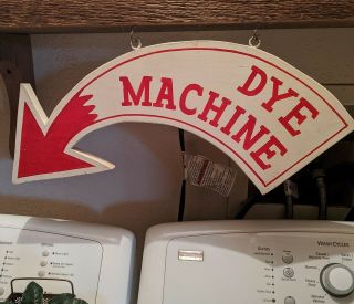 Vintage Double - Sided Wood Arrow Laundromat Laundry Washing Sign Dye Machine
