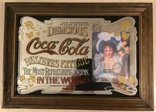 Vintage Coca Cola Framed Mirror 21 X 15.  5