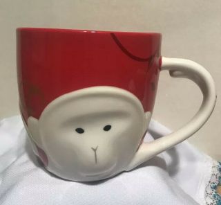 Starbucks Coffee Mug Cup China 2016 Year Of The Monkey Mug,  12oz Red White