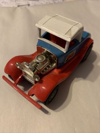 Vintage Tonka Hot Rod Model A Ford Race Car Toy Blue Red Pressed Steel Plastic
