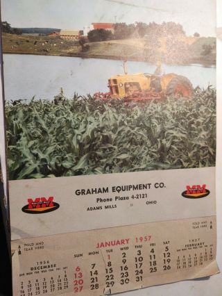 Vintage 1957 Minneapolis Moline Calendar Graham Equipment Co.  Adams Mill Ohio