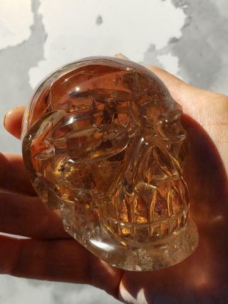 You Gaze Into The.  Citrine Crystal Skull.  It Gazes Into You Natural Color