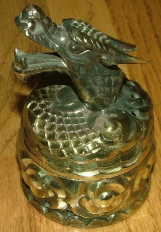Vtg Japanese Dragon Incense Cone Burner Japan Made Of Metal - Brass Or Bronze ?