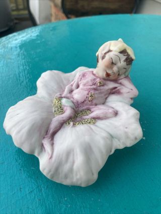 Vintage Ceramic Sleeping Pixie Elf Figurine Royal Crest China Wanda Baldwin