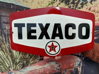 Vintage Old Texaco Motor Oil Porcelain Gas Station Pump Heavy Metal Sign