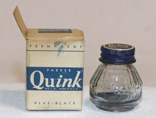 Tiny Parker Quink Glass Sample Ink Bottle